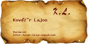 Kovár Lajos névjegykártya